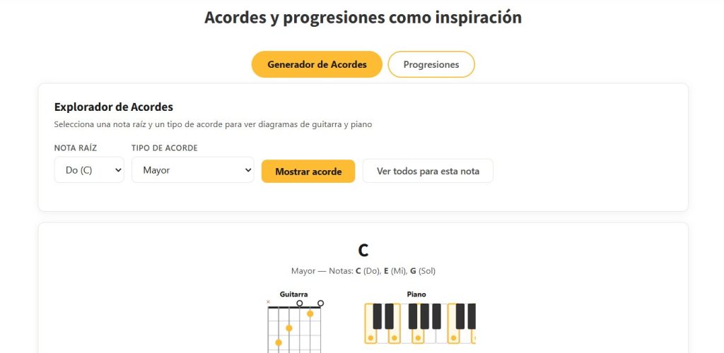 generador de acordes y progresiones armonicas